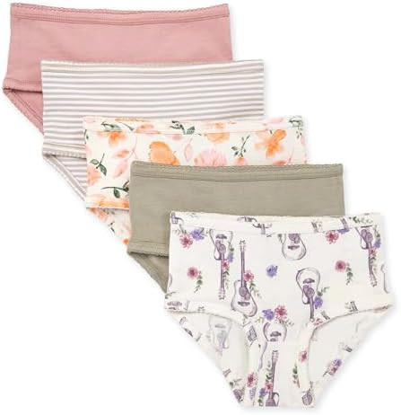 Burt's Bees Baby Toddler Girls' Underwear Set of 5 - Solids, Stripes,Prints, Tag-Free with Sizes ... | Amazon (US)