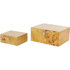 Deco 79 Wood Decorative Box Storage Decorative Keepsake Boxes with Natural Wood Grains and Silver... | Amazon (US)