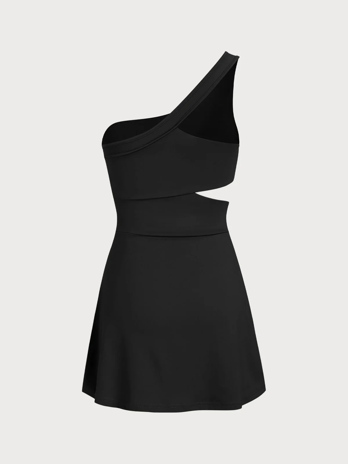 Black One-Shoulder Cut Out Sports Dress & Reviews - Black - Sustainable Yoga Dresses&Yoga Jumpsui... | BERLOOK