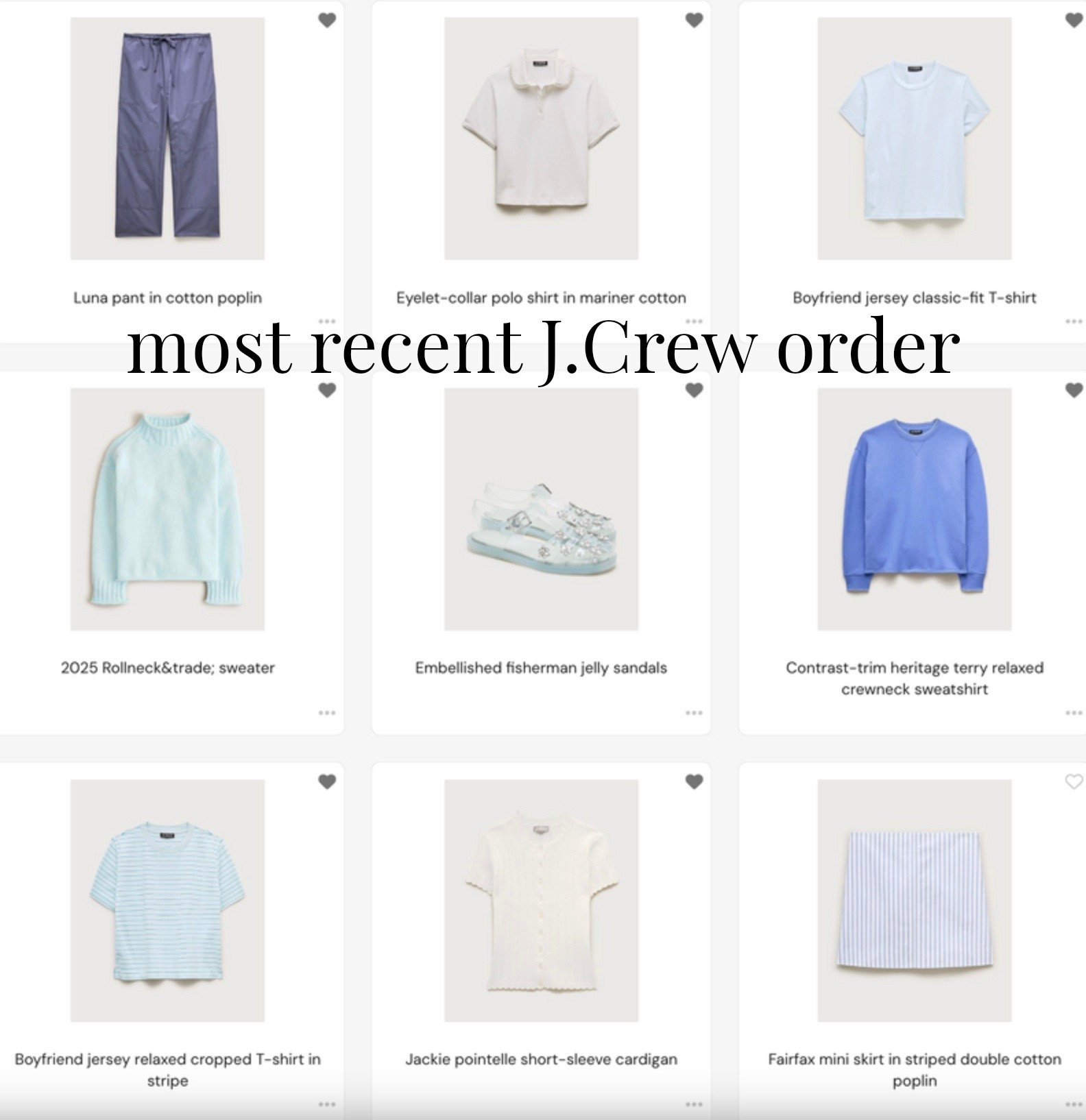my most recent @J.Crew order… a lot of the pieces are 40% off right now!