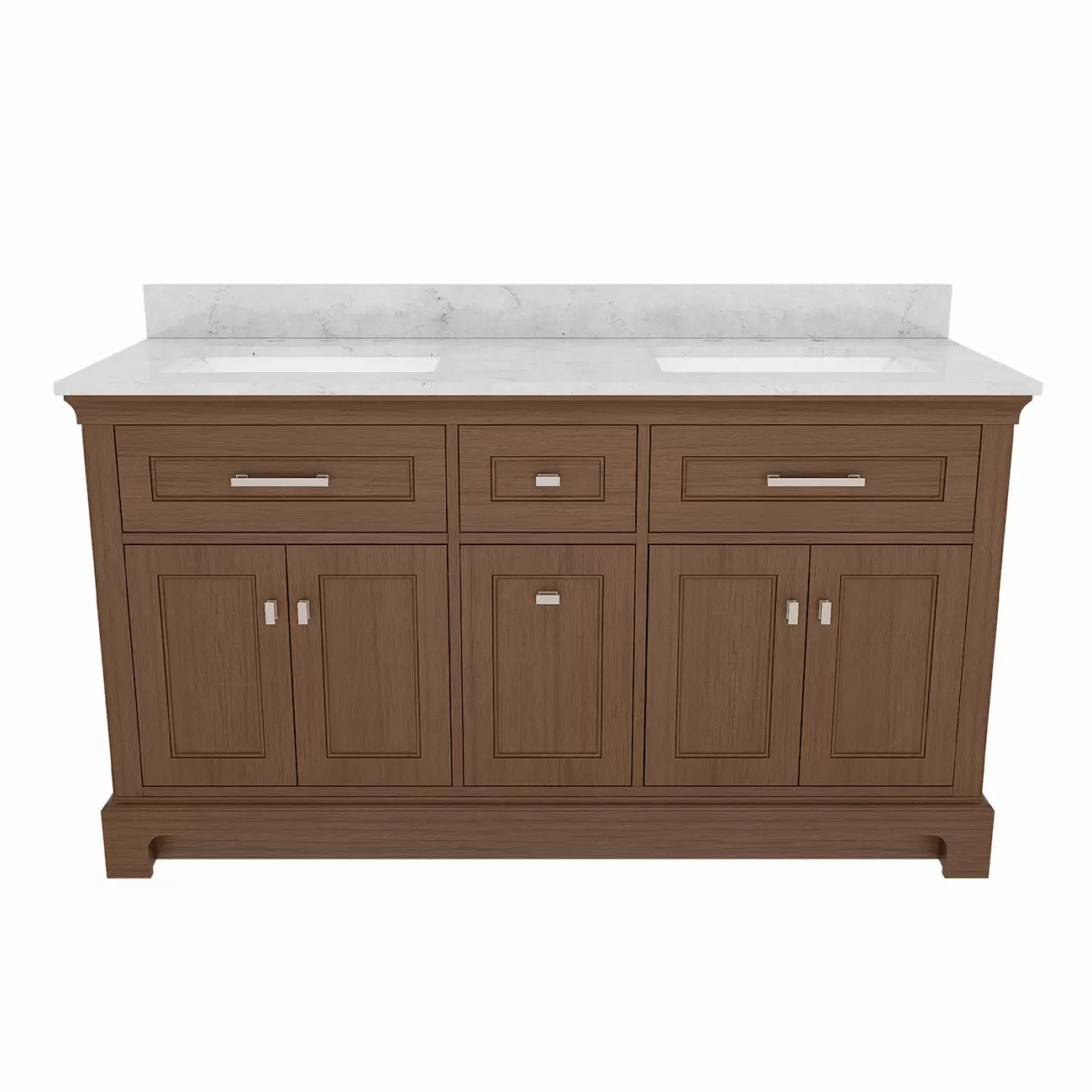 Cambridge 60 Inch Double Wood Vanity in Draper Oak or Ferrous Grey | Vintage Tub & Bath