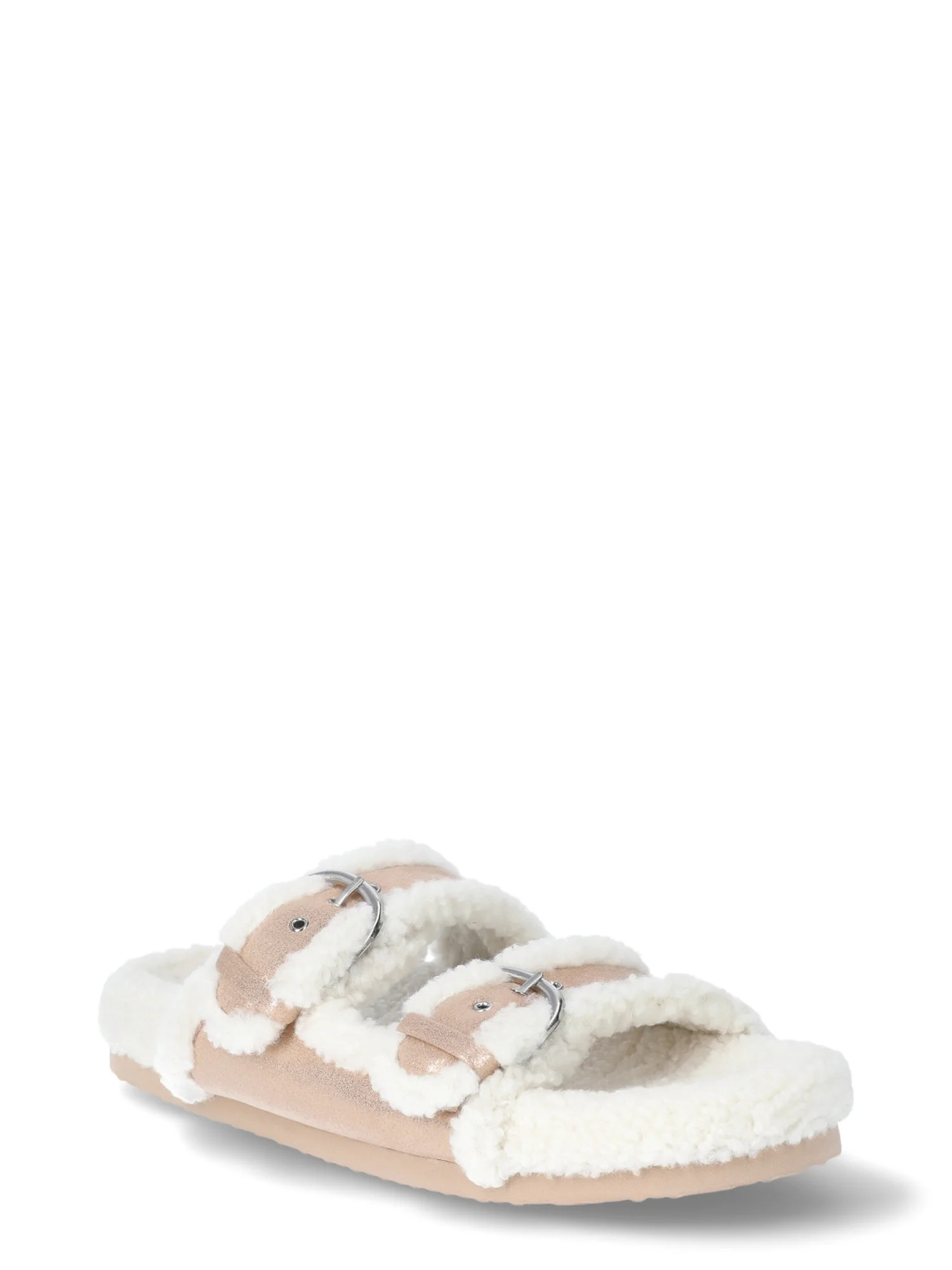 No Boundaries Women's Cozy Double Buckle Sandals | Walmart (US)