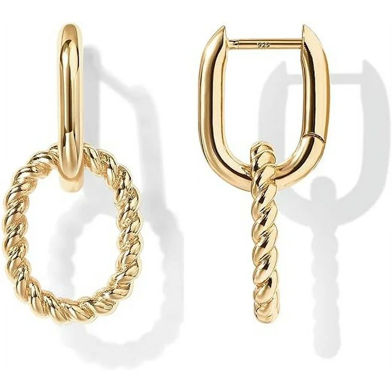 PAVOI 14K Gold Convertible Rope and Plain Link Earrings for Women | Paperclip Link Chain Earrings... | Walmart (US)
