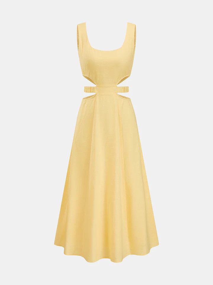 Cotton Linen Cutout Maxi Dress | Commense