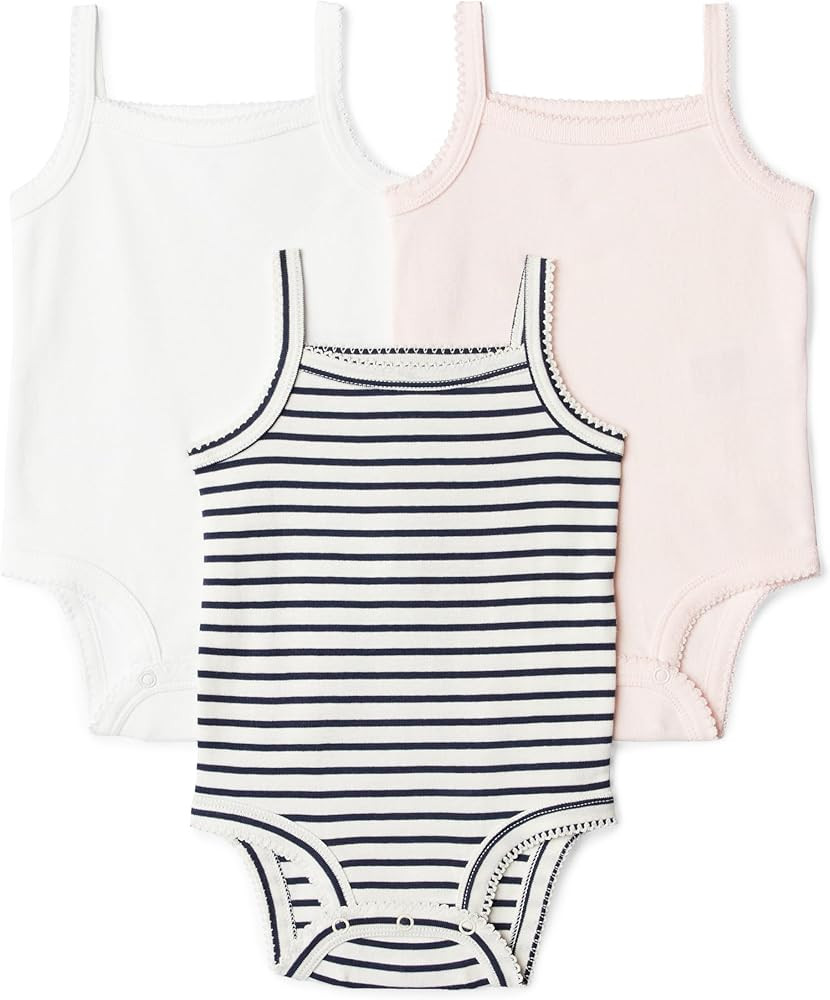 Amazon Essentials Baby Girls' Cotton Sleeveless Bodysuits, Baby Clothes, Pack of 3 | Amazon (US)