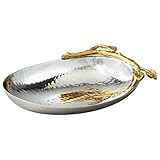 Elegance Golden Vine Hammered Stainless Steel Nut Bowl/Dish, 6.25 by 4.25-Inch, Silver/Gold | Amazon (US)