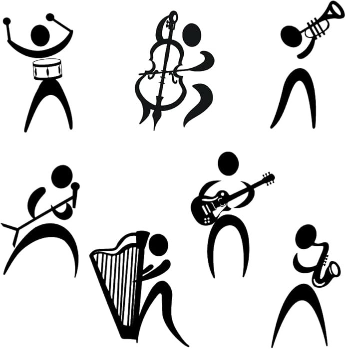 SUPERDANT Black Music Wall Sticker Villain Playing Music Wall Decal 7 Pcs Funny Music Wall Sticke... | Amazon (US)