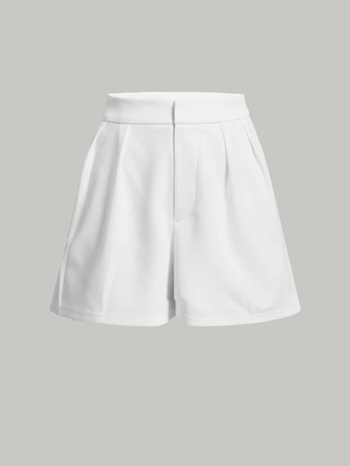 SHEIN MOD Solid Fold Pleated Shorts | SHEIN