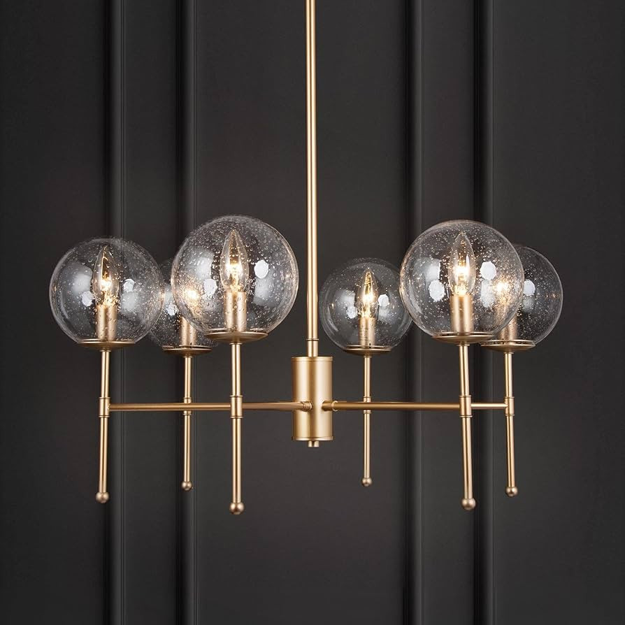 KSANA Gold Chandelier for Dining Room, 6 Light Modern Chandeliers with Seeded Glass Adjustable Ha... | Amazon (US)