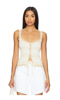 Autumn Cashmere Textured Scalloped Tank in Sahara & Starch from Revolve.com | Revolve Clothing (Global)