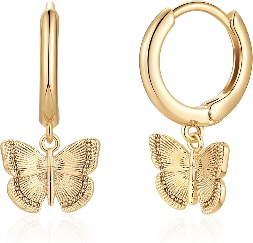 S925 Sterling Silver Post Huggie Hoop Earrings, 14K Gold Plated Dangle Small Hoop Cuff Earring Hy... | Amazon (US)