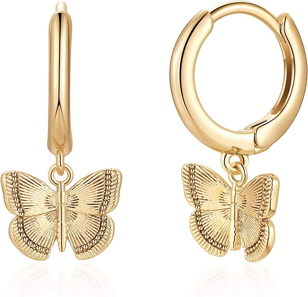 S925 Sterling Silver Post Huggie Hoop Earrings, 14K Gold Plated Dangle Small Hoop Cuff Earring Hy... | Amazon (US)