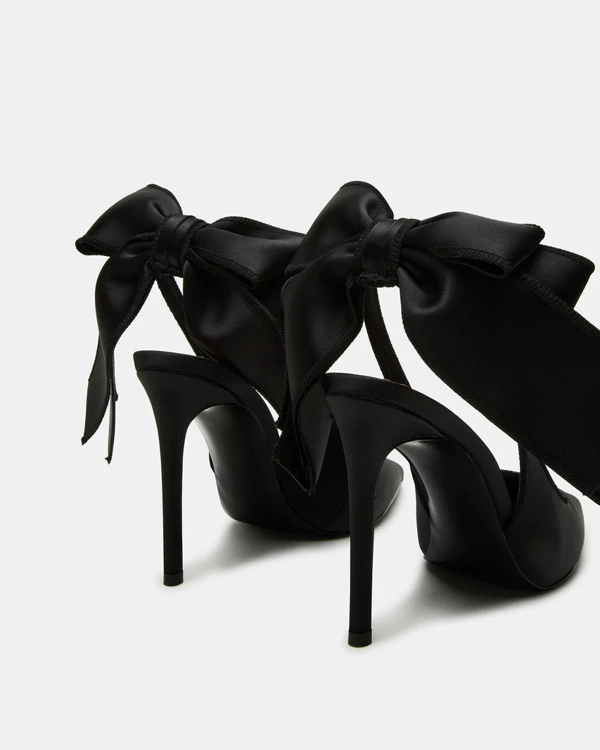 TEACUP Black Satin Pointed-Toe Slingback Heel | Women's Heels | Steve Madden (US)