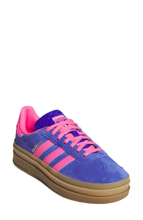 adidas Gazelle Bold Platform Sneaker in Lucid Blue/Lucid Pink/Gold at Nordstrom, Size 6 | Nordstrom