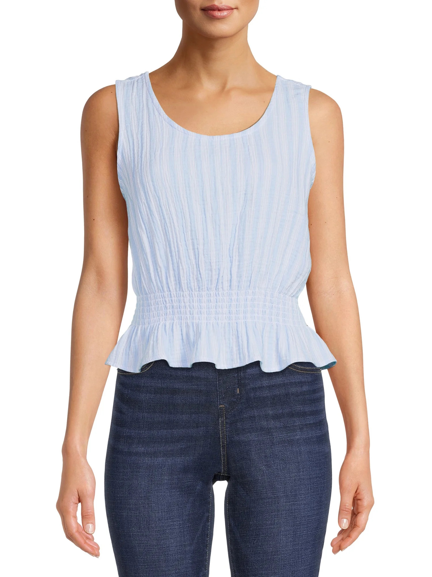 Time And Tru Women's Coordinating Peplum Waist Tank Top - Walmart.com | Walmart (US)