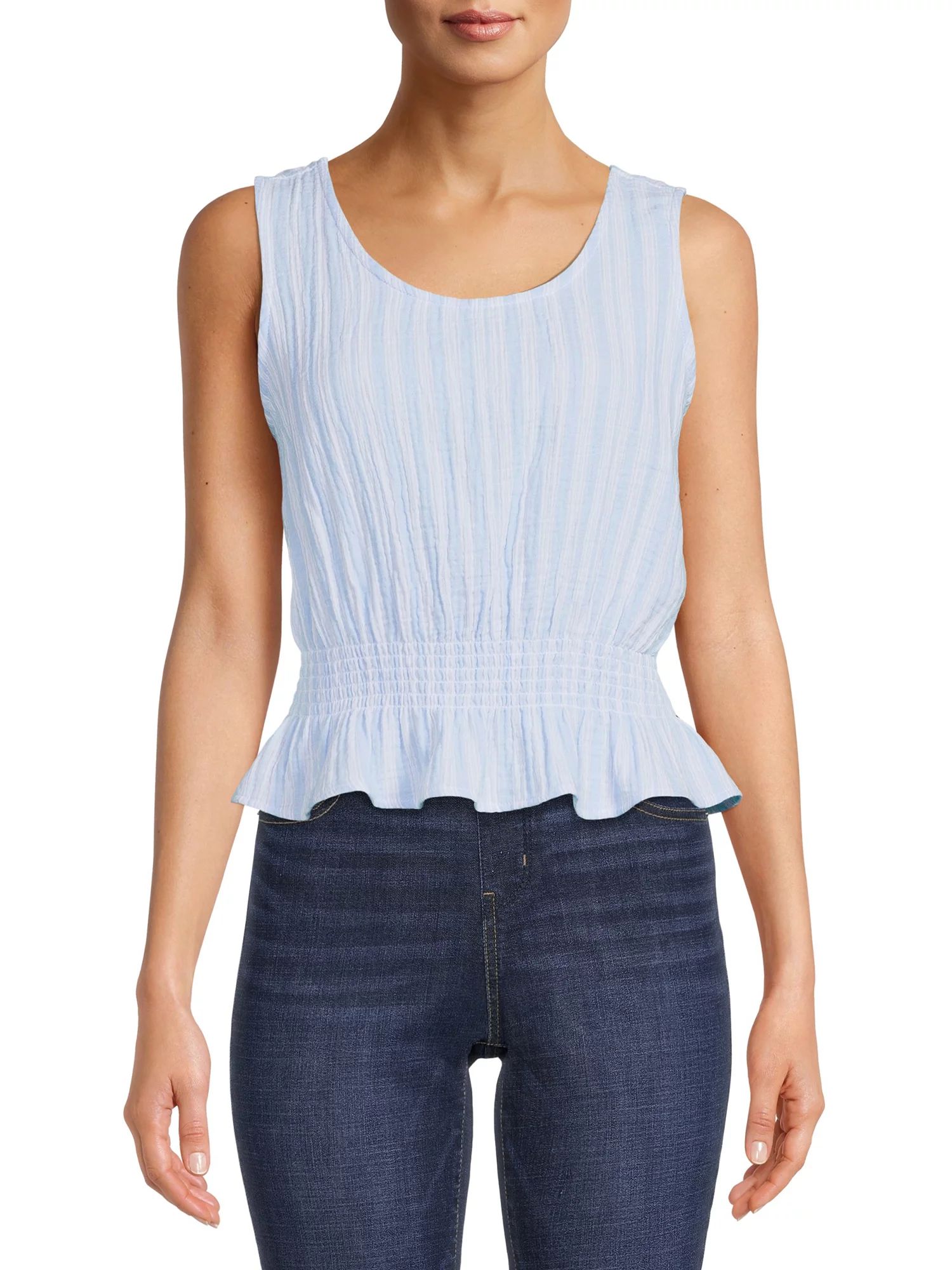 Time And Tru Women's Coordinating Peplum Waist Tank Top | Walmart (US)