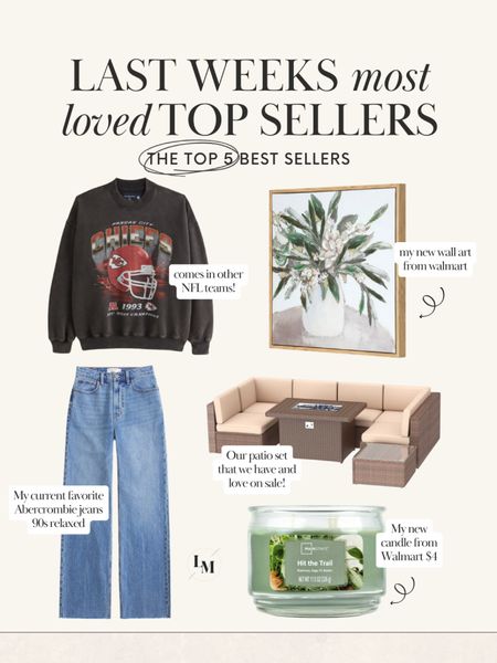 Last weeks top 5 best sellers


Walmart home / Abercrombie / wayfair / 90s relaxed jeans / outdoor furniture 

#LTKfindsunder100 #LTKsalealert #LTKstyletip