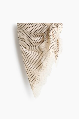 H & M - Lace-Trimmed Triangle Scarf - Beige | H&M (US + CA)