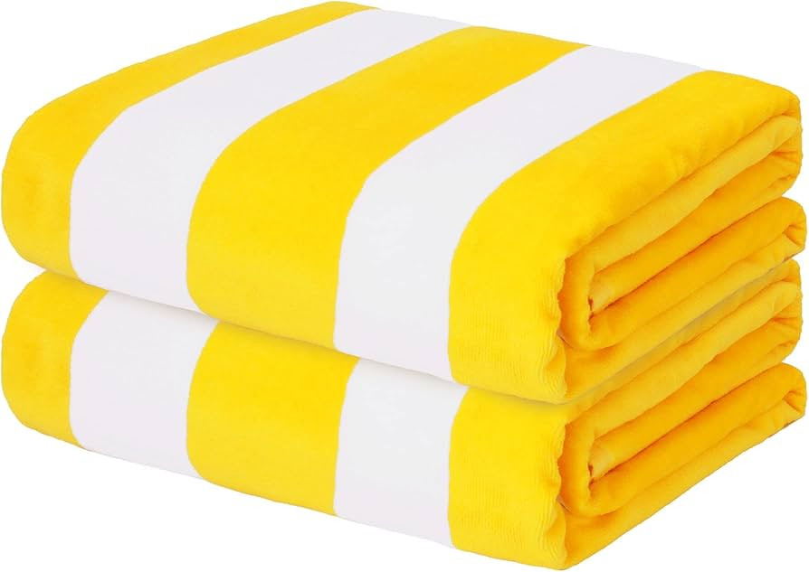 Exclusivo Mezcla 2-Pack 100% Cotton Large Cabana Stripe Beach Towels, Super Absorbent Soft Plush ... | Amazon (US)