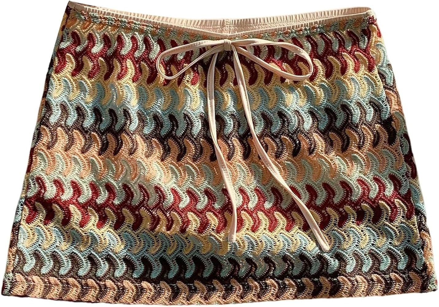Milumia Women's Boho Crochet Knit Mini Skirt Summer Beach Vacation Short Cover Up Skirts | Amazon (US)