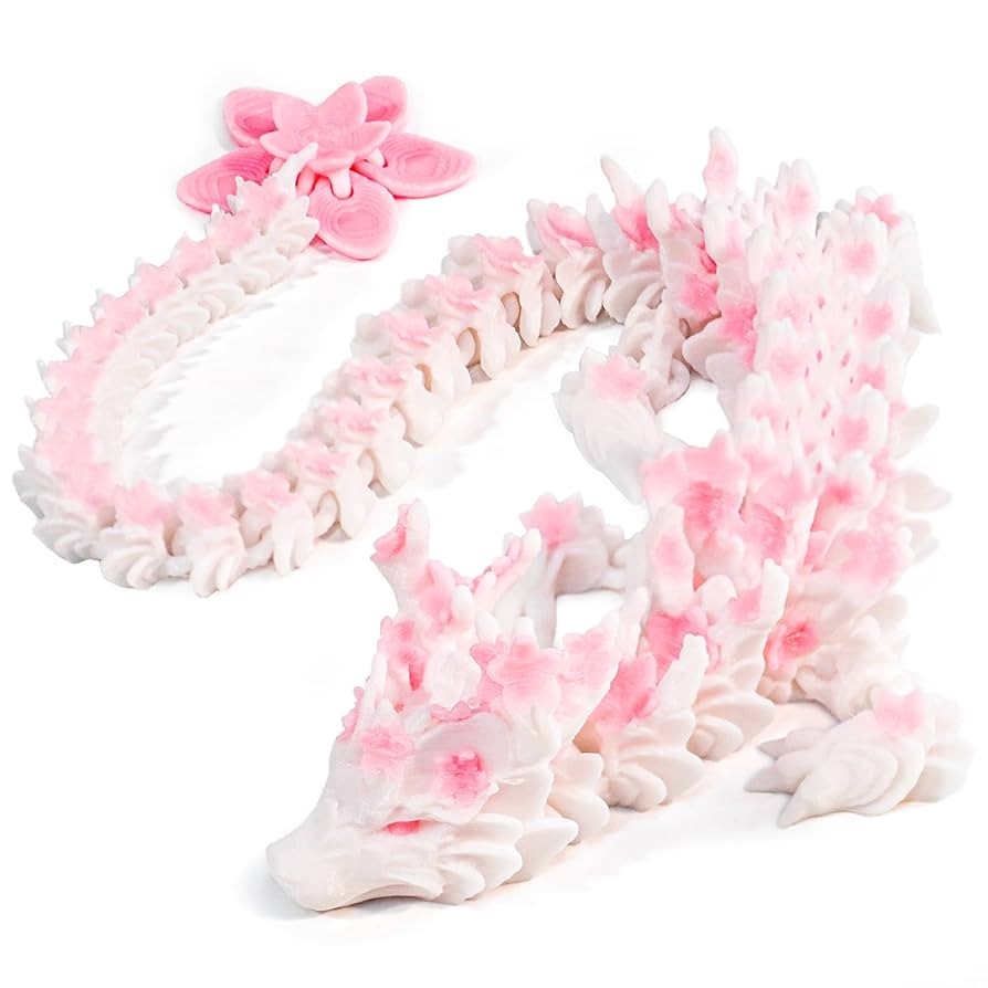 3D Printed Cherry Blossom Dragon – 11.8in Realistic Articulated Dragon Fidget Toy, Desk Décor ... | Amazon (US)