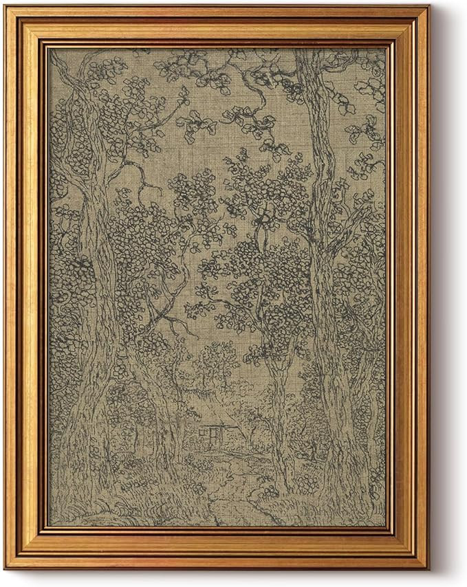 HUARCEY Gold Framed Canvas Wall Art, Antique Sketch Landscape Pictures Vintage Decor, Bedroom Kit... | Amazon (US)