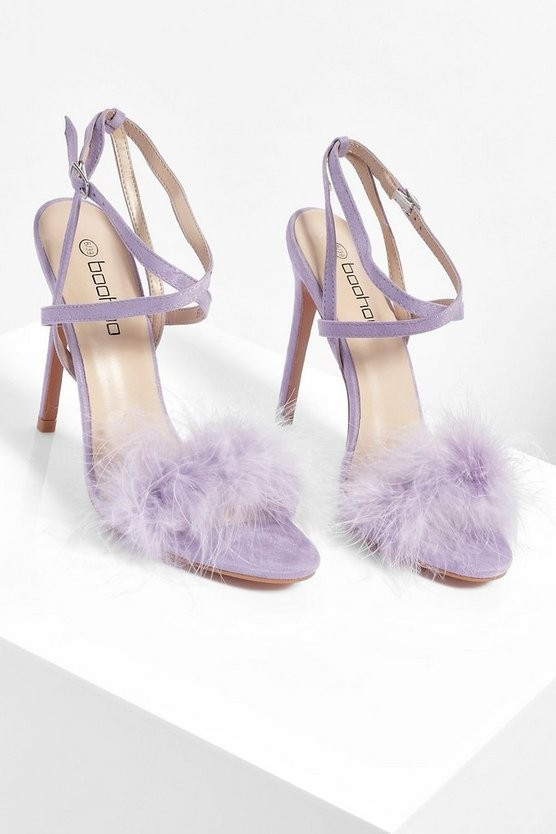Feather Trim 2 Part Stilettos | Boohoo.com (US & CA)