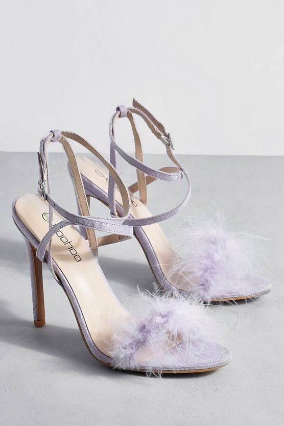 Feather Trim 2 Part Stilettos | Boohoo.com (US & CA)