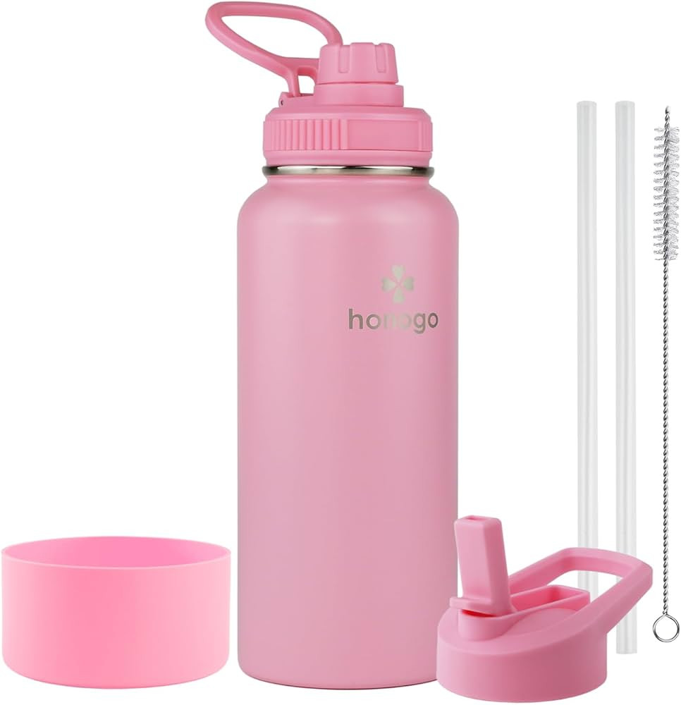 32 oz Powder Coated Double Wall Vacuum Insulated Sports Water Bottle, 18/8 Stainless Steel Wide M... | Amazon (US)