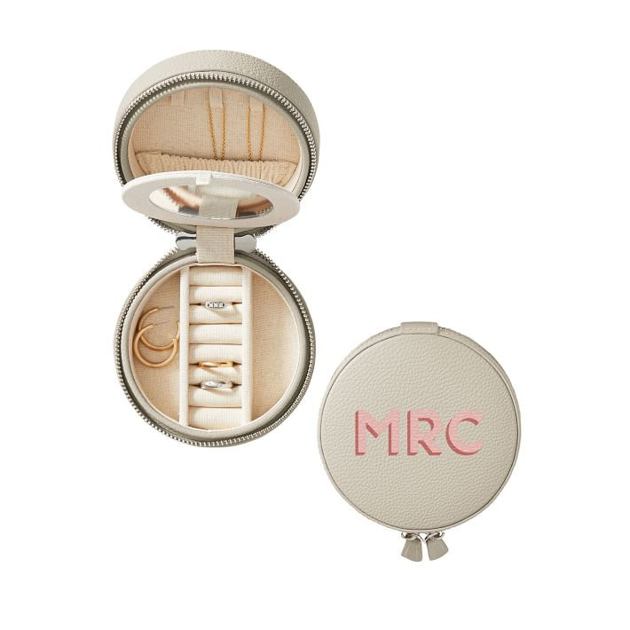 Round Travel Jewelry Case, Shadow Printed | Mark and Graham