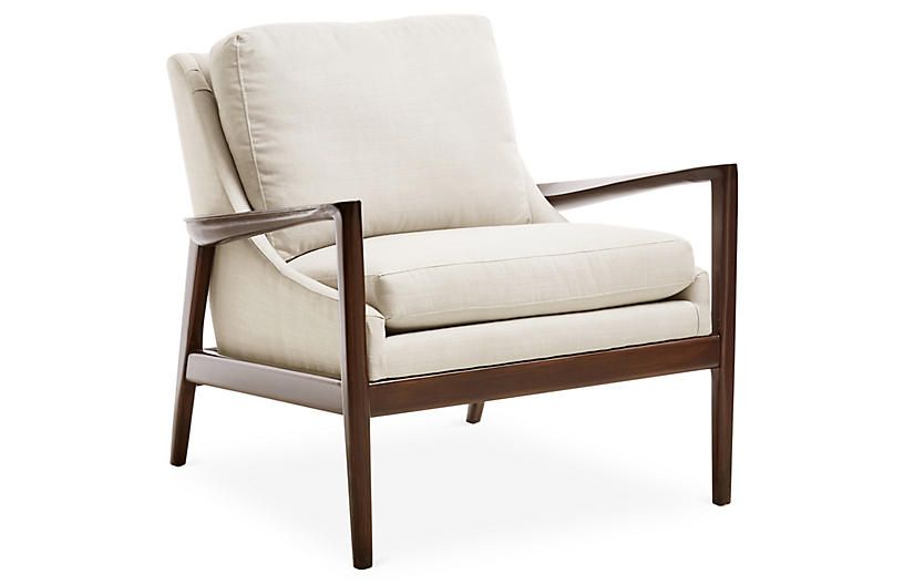 Ebonwood Accent Chair, Oyster Linen | One Kings Lane