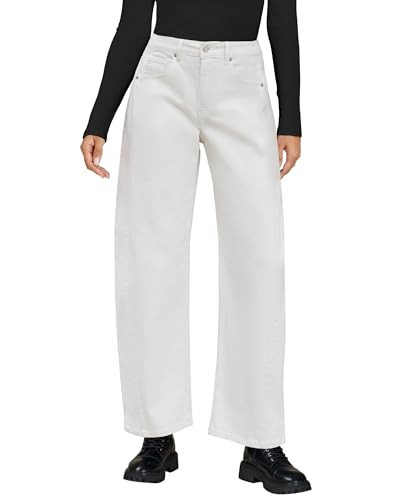 Luvamia Womens White Baggy Jeans Plus Size High Waisted Stretchy Barrel Jeans Y2K Style Cream White Size X-Large US 16-18 | Amazon (US)