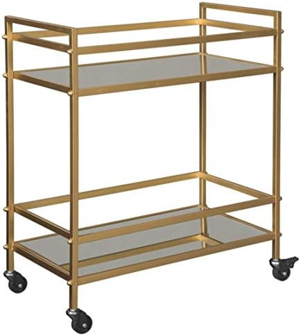 Signature Design by Ashley Kailman Modern Glam Metal Rolling Bar Cart with Caster Wheels, 32", Go... | Amazon (US)