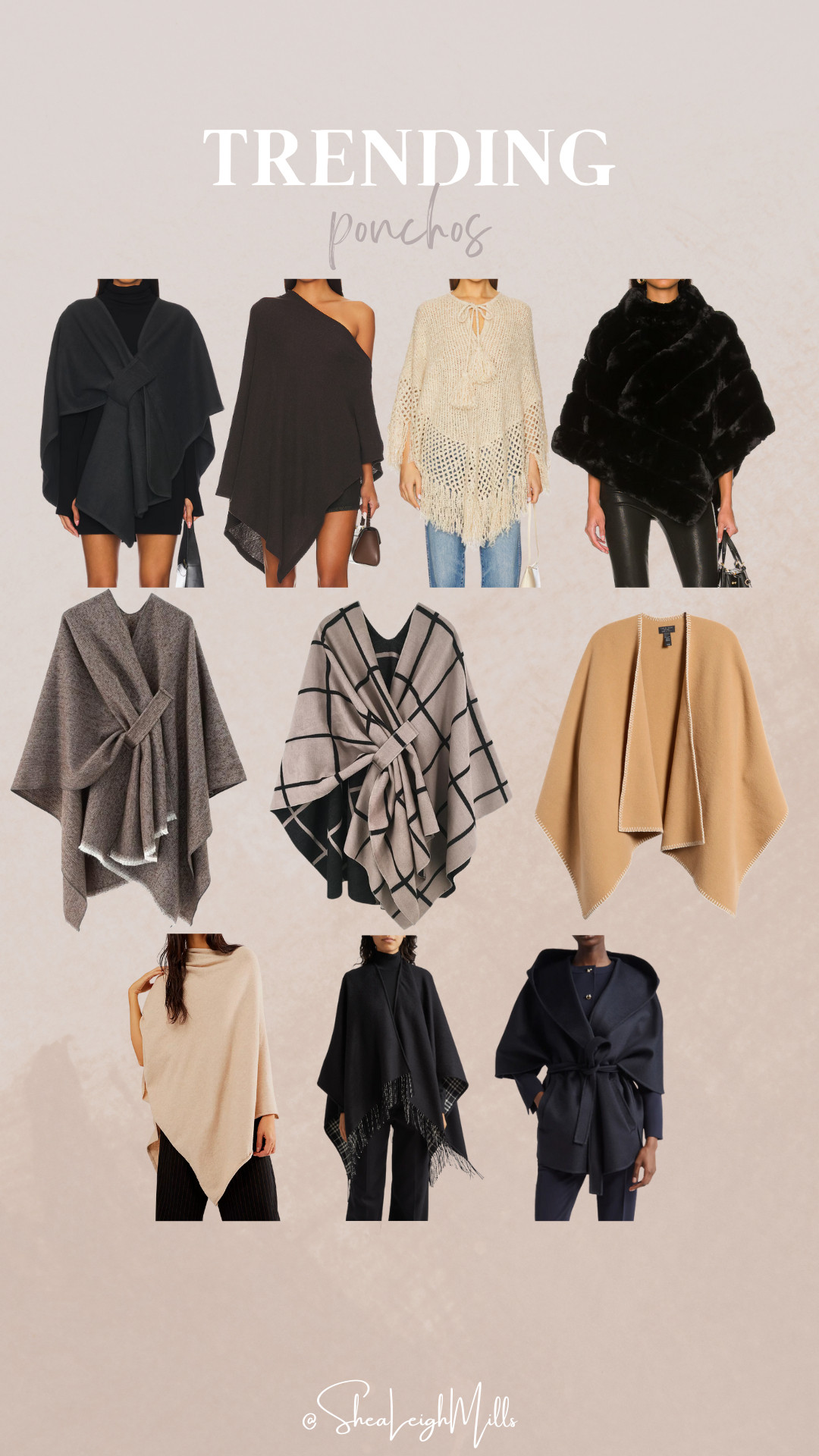 Ponchos are back and better than ever!! These cozy, on-trend layers are perfect for transitional weather—and they’re all from Revolve, Nordstrom, Amazon & Target at a variety of price points.


#FallLayers #PonchoStyle #TrendingNow #LTKSeasonalStyle #EffortlessFashion 

 