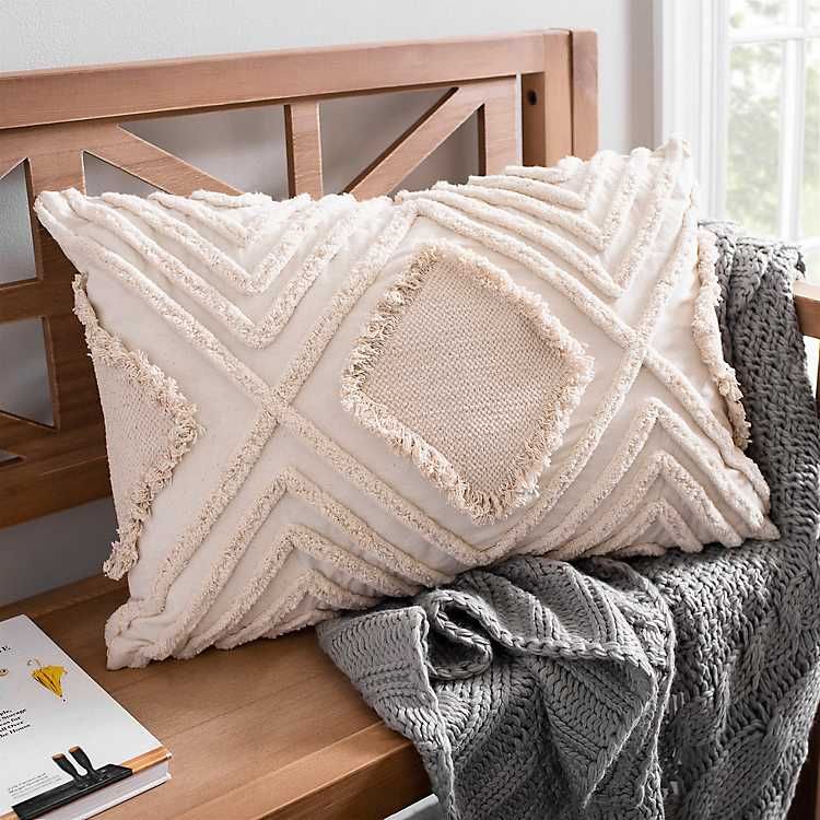 New! Ivory Oblong Diamond Tufted Accent Pillow | Kirkland's Home