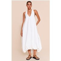 White Cotton Poplin Plunge Sleeveless Maxi Dress | PrettyLittleThing US