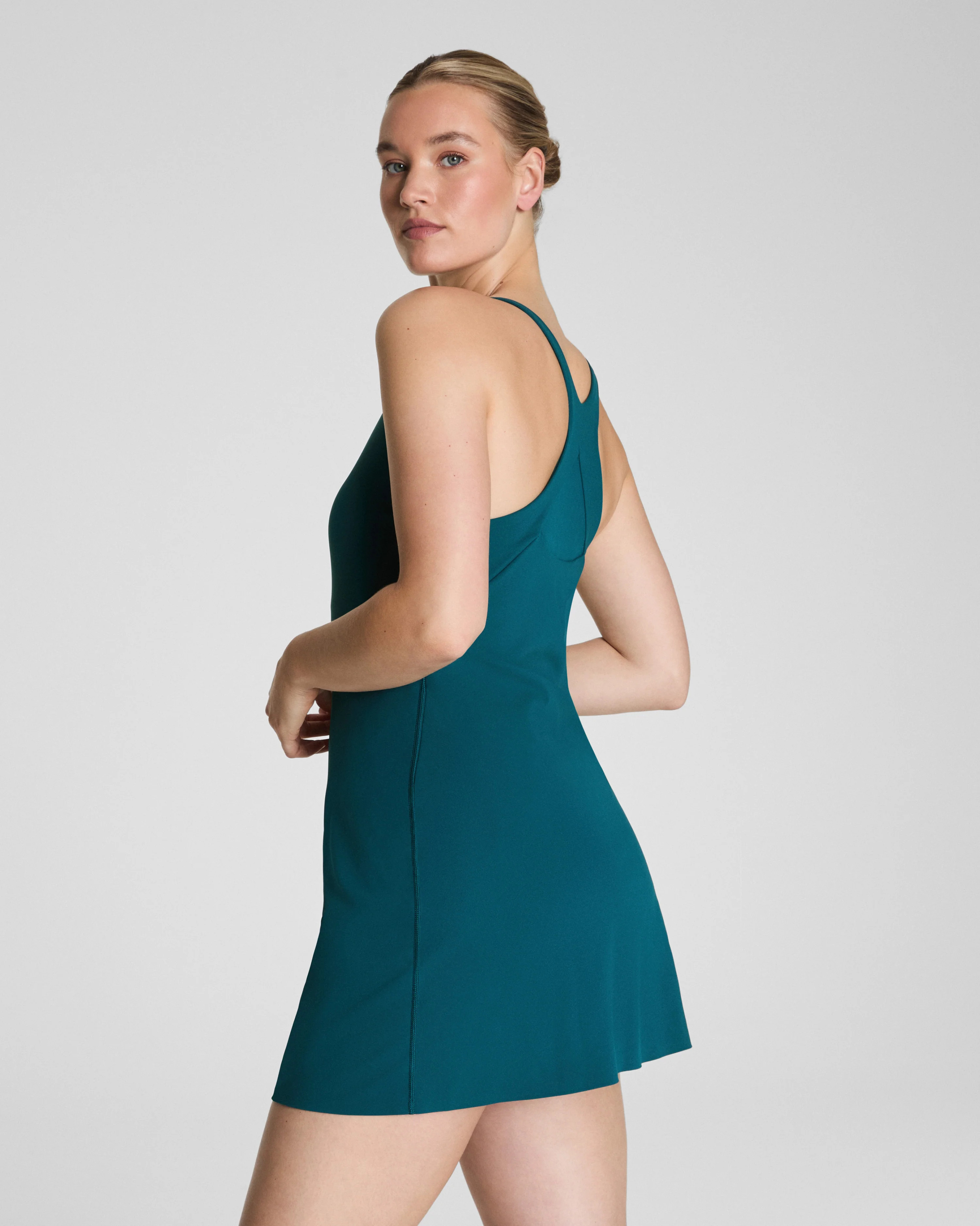 Get Moving V-Neck Dress with Built-In Shorts | SPANX | Spanx