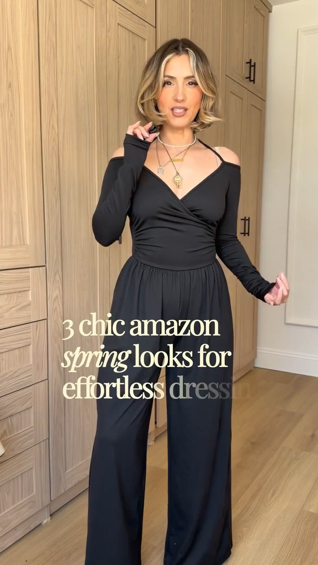 3 chic Amazon spring looks for easy dressing 🤩

I’m wearing XS if it’s available, if not, I’m wearing a small! 

I’m 5 foot two and weigh 126 pounds and I’m wearing everything with about 3 inch heels

1. The first jumpsuit is a very lightweight cotton great stretch.
2. The ivory matching set is a very stretchy jersey like material. You have to wear it with light undergarments! 
3. The black matching set blew me away. I promised you that the quality is shockingly nice you will love the trousers. They can easily be worn for the office. They’re very comfortable and breathable. ￼￼



#LTKPetite #LTKootd #LTKgrwm