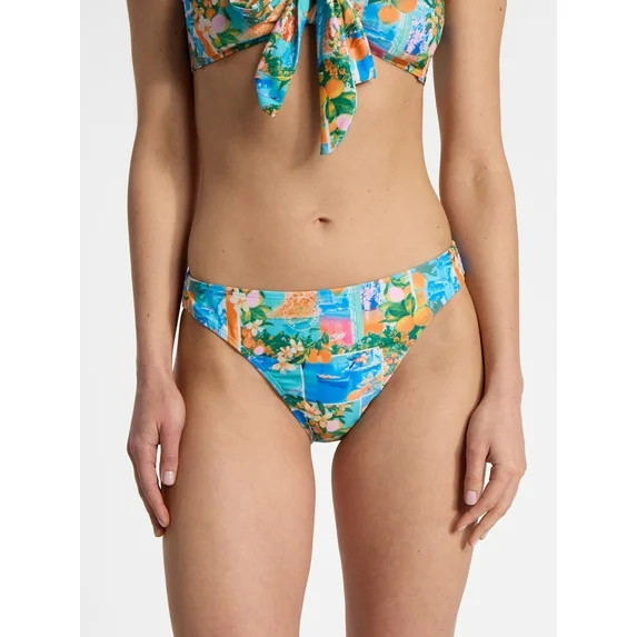 No Boundaries Postcard Printed High Leg Bikini Bottoms, Women’s | Walmart (US)