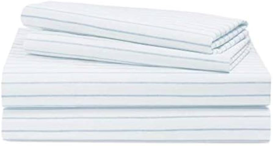 Lauren Ralph Lauren King Sheet Set Blue Stripe White Cotton 4 Piece | Amazon (US)