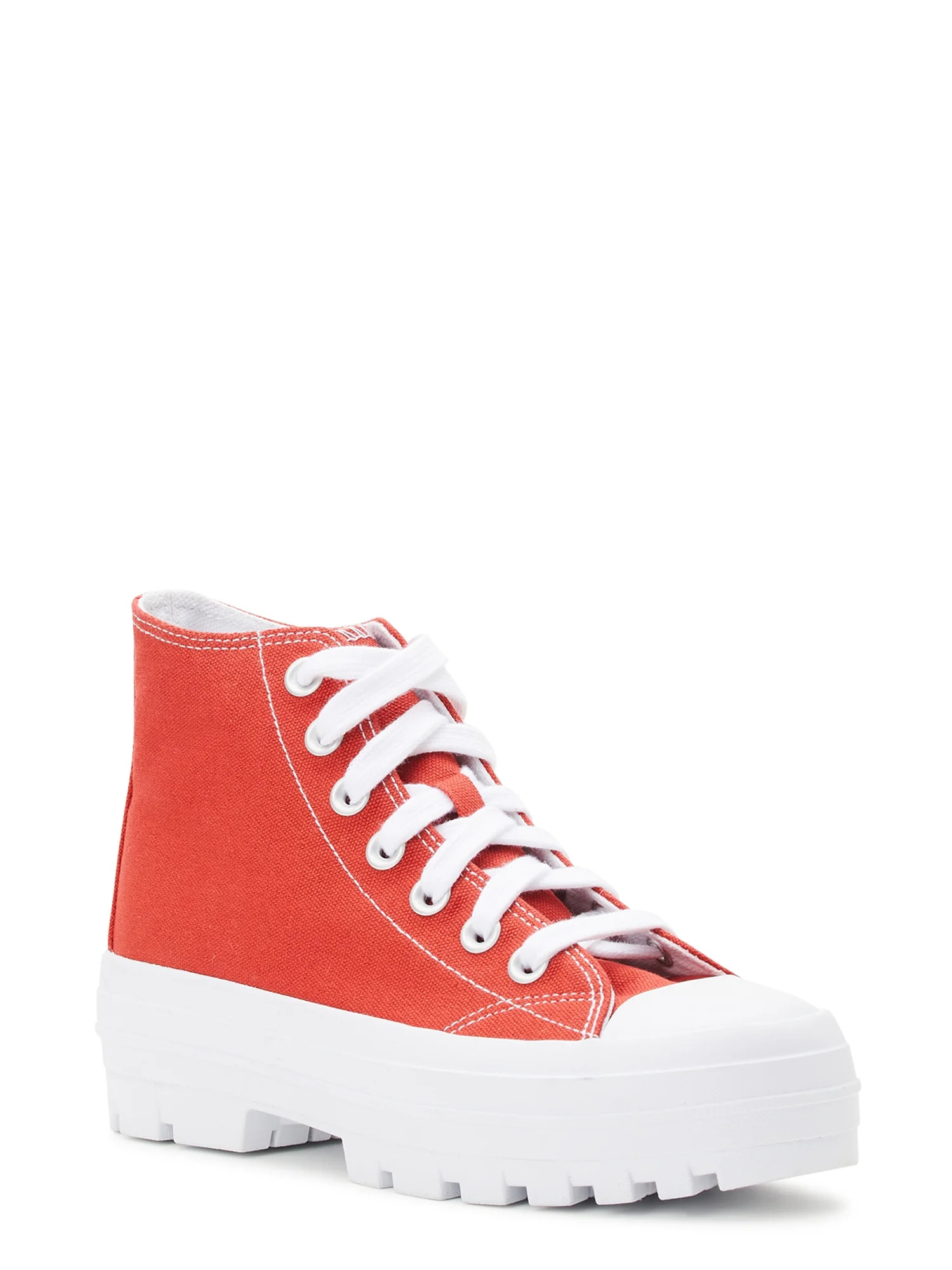 No Boundaries Women's High Top Canvas Lug Sneakers, Wide Width Available | Walmart (US)