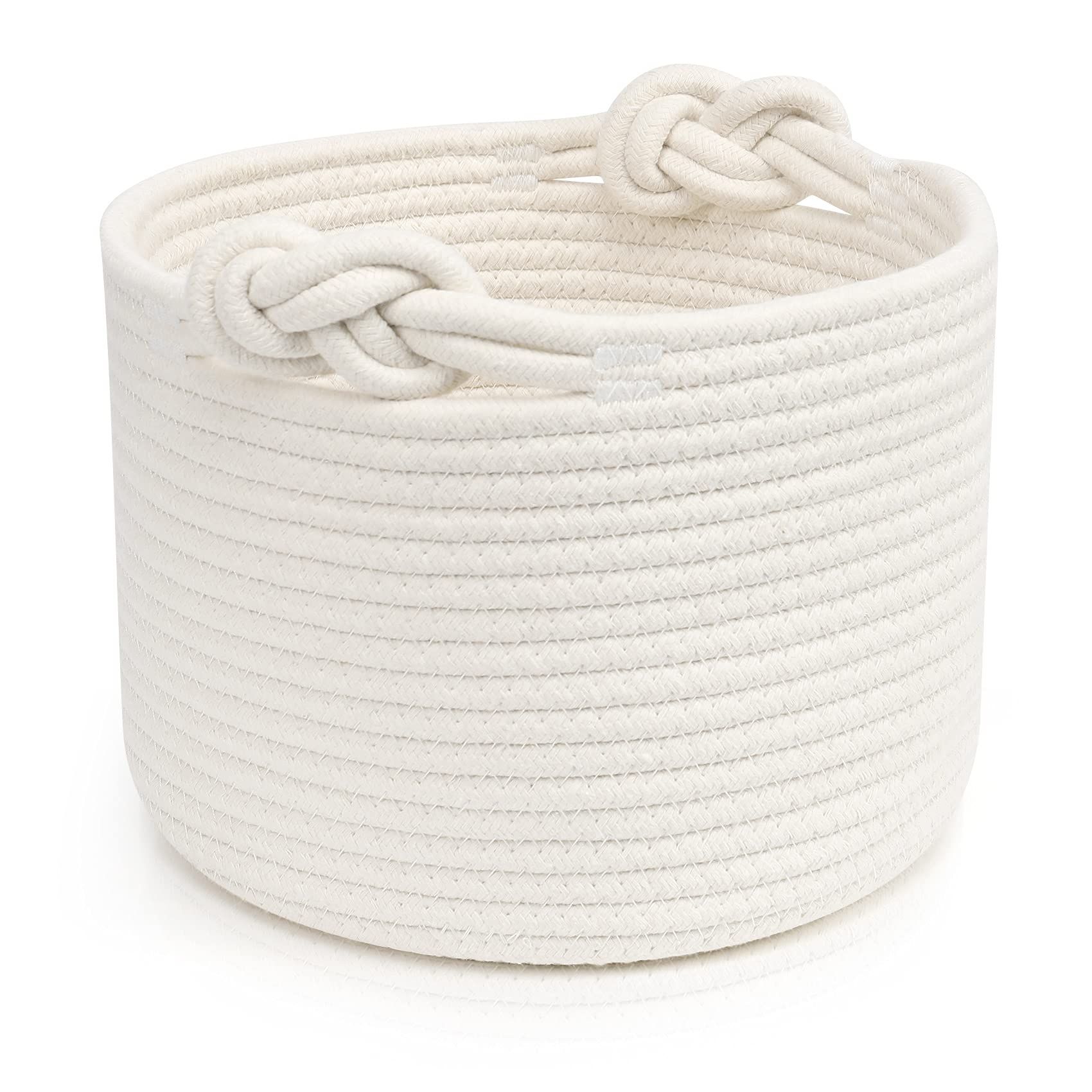 ABenkle Small Woven Basket, 9.4" x 9.4"x 7.1" Cotton Rope Storage Basket, Cute Toy Baby Basket, Deco | Amazon (US)