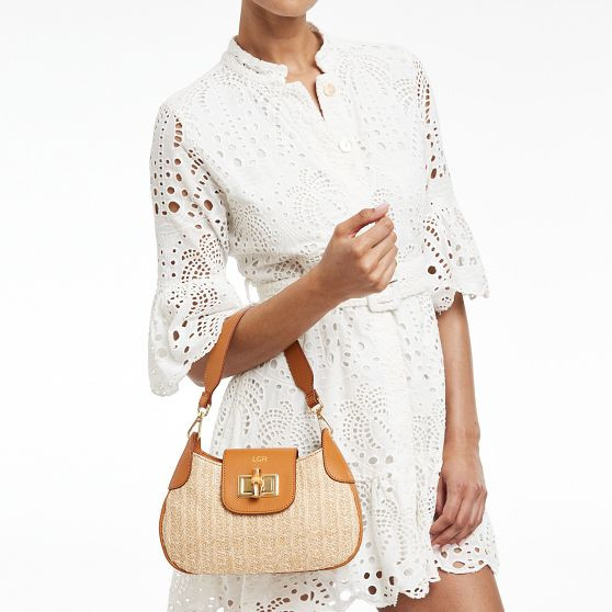 Bamboo Raffia Shoulder Bag | Mark and Graham