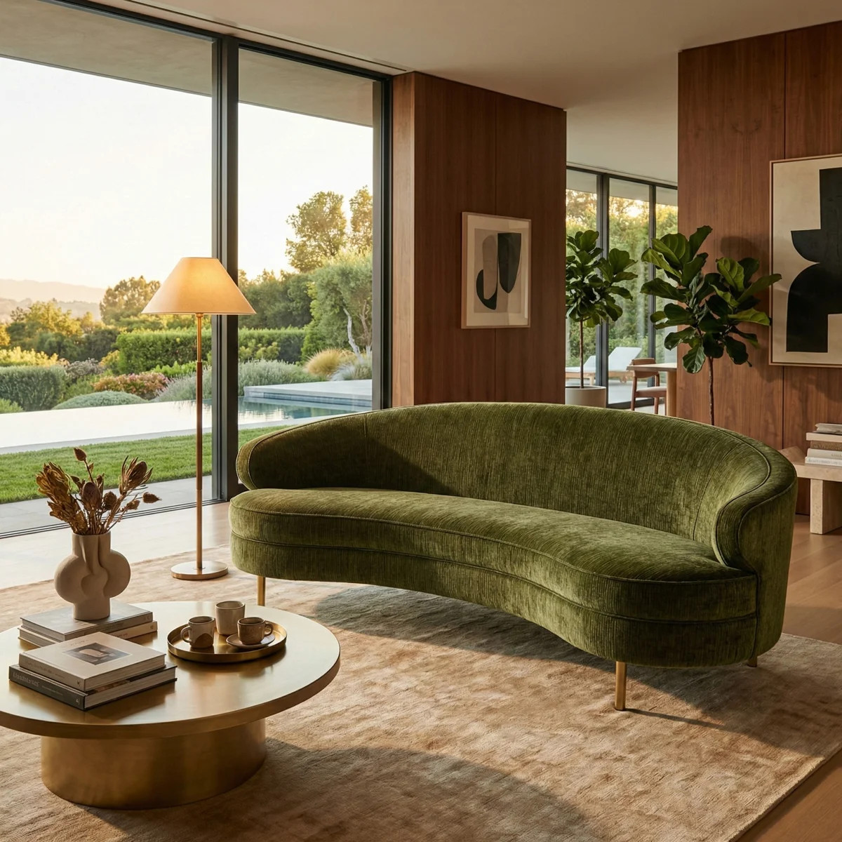 Jacqeuline 89.4" Velvet Recessed Arm Sofa | Wayfair North America
