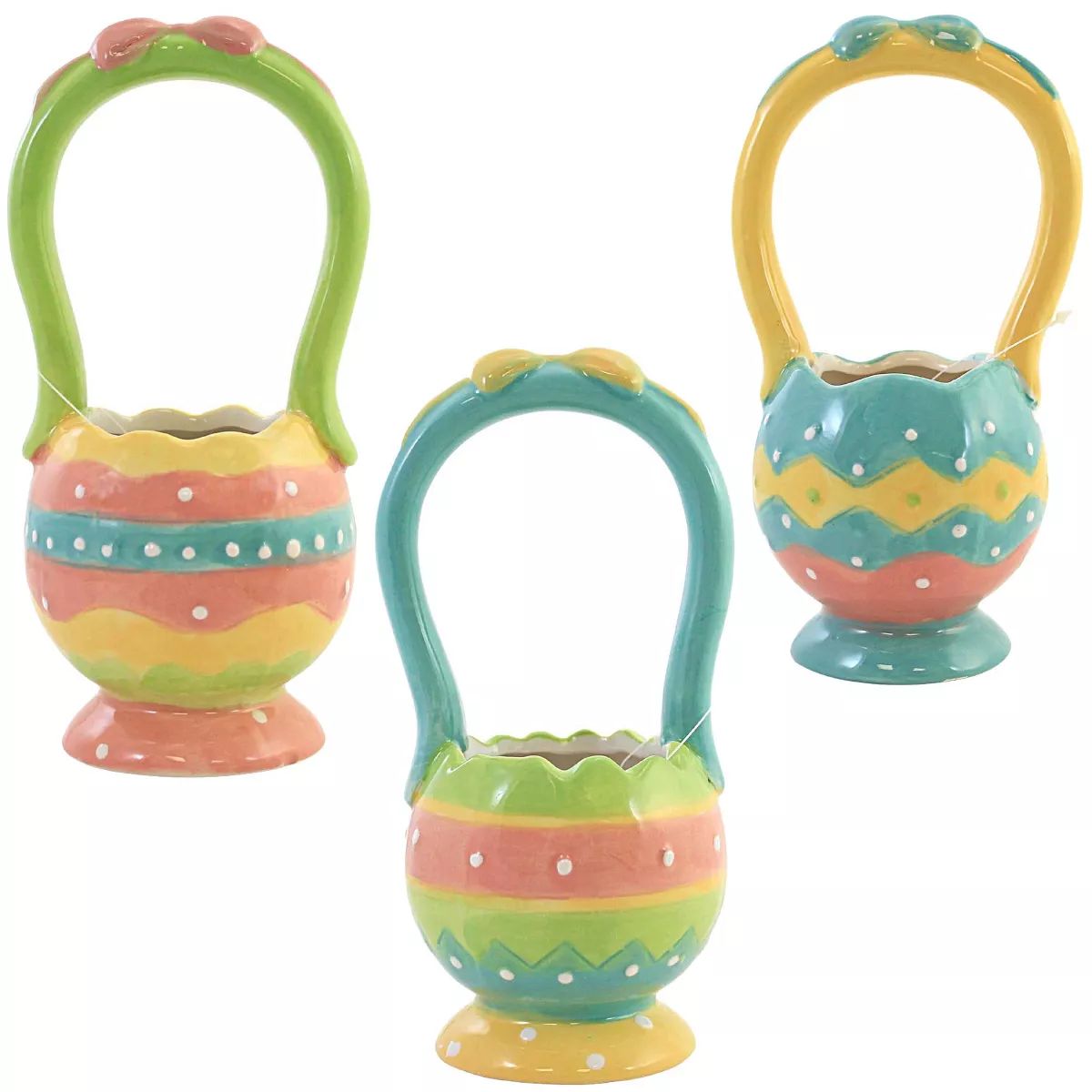 Tabletop Dottie Baskets  -  Three Handle Baskets 6.75 Inches -  Easter Polka Dots Spring  -  A507... | Target