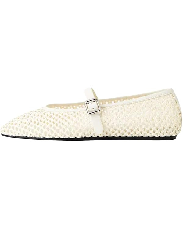 Goolita Woven Ballet Flats Shoes for Women, Metallic Round Toe Mesh Mary Jane Flats Casual Comfor... | Amazon (US)