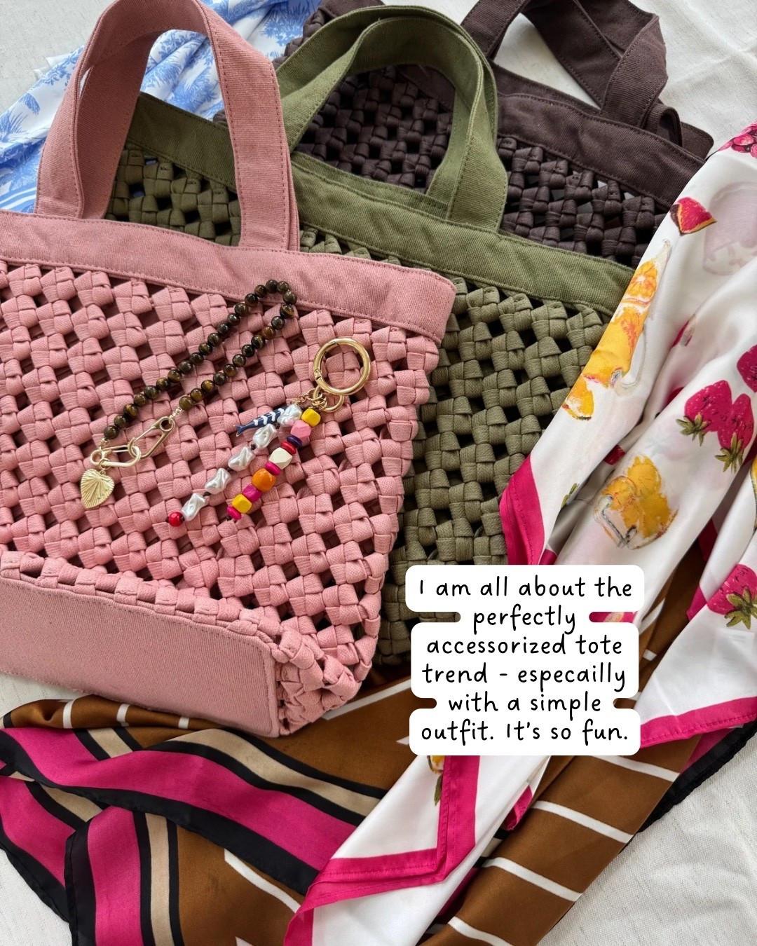 Accessorized waxed canvas totes