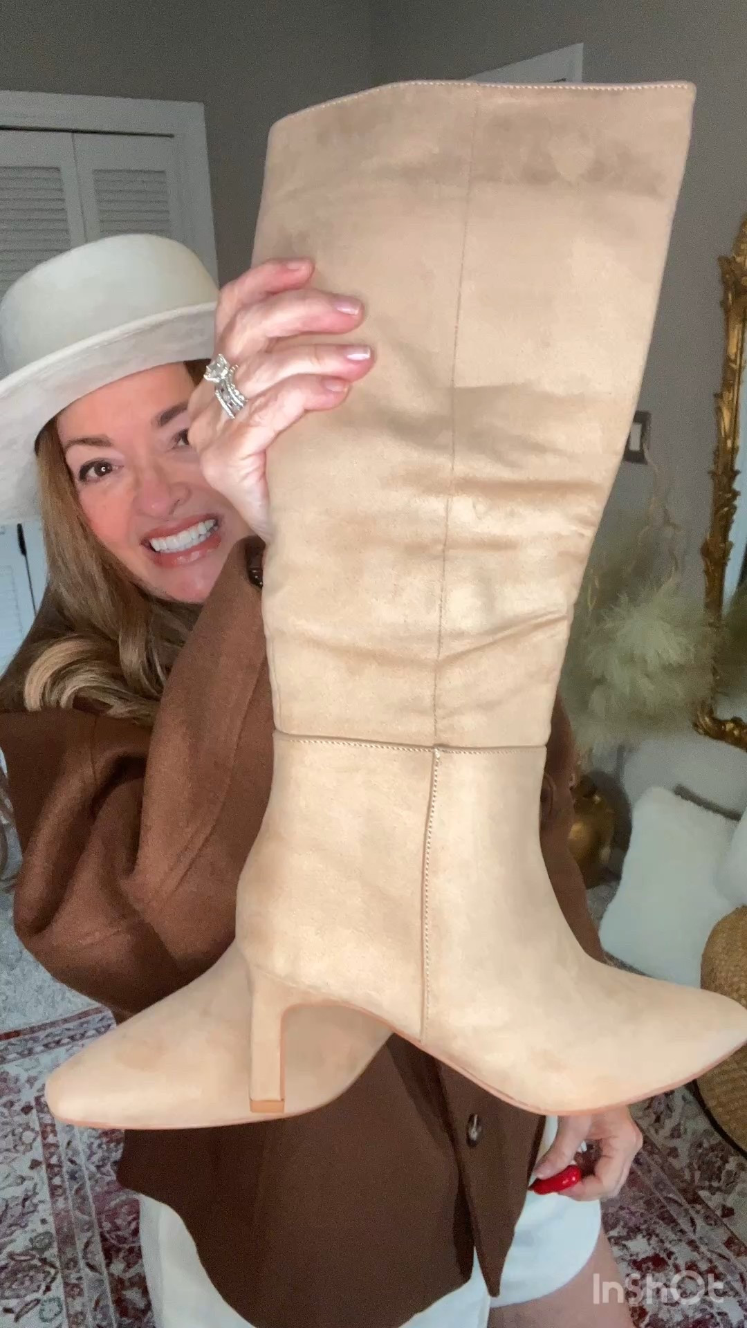 A beautiful pair of putty color suede tall boots that have a low square heel! They will match everything .

#LTKgrwm #LTKvlog #LTKootd