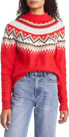 Caslon® Fair Isle Cable Knit Sweater | Nordstrom | Nordstrom