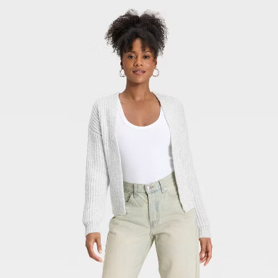 Women's Cozy Cardigan - Universal Thread™ Light Gray XS | Target
